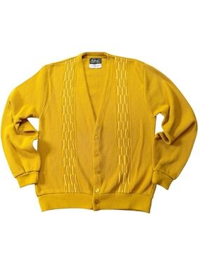 Vintage 60s Mr. Walker Mustard Yellow Cardigan Sweater Size XS/S